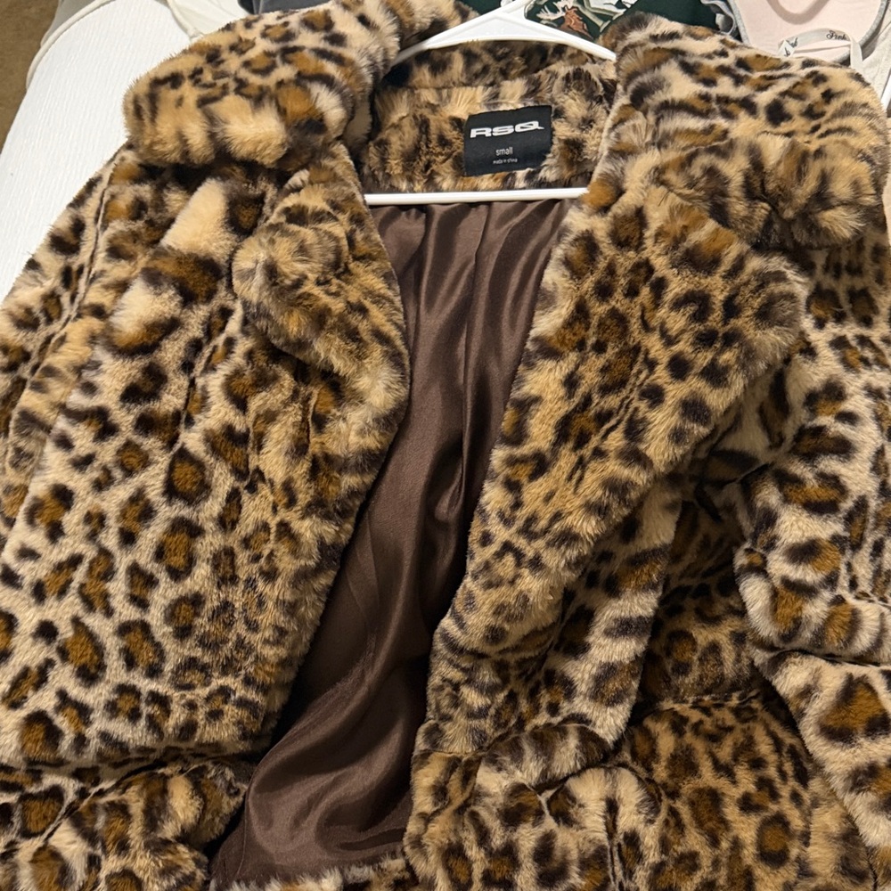 Tillys Women's Leopard Print Faux Fur Coat